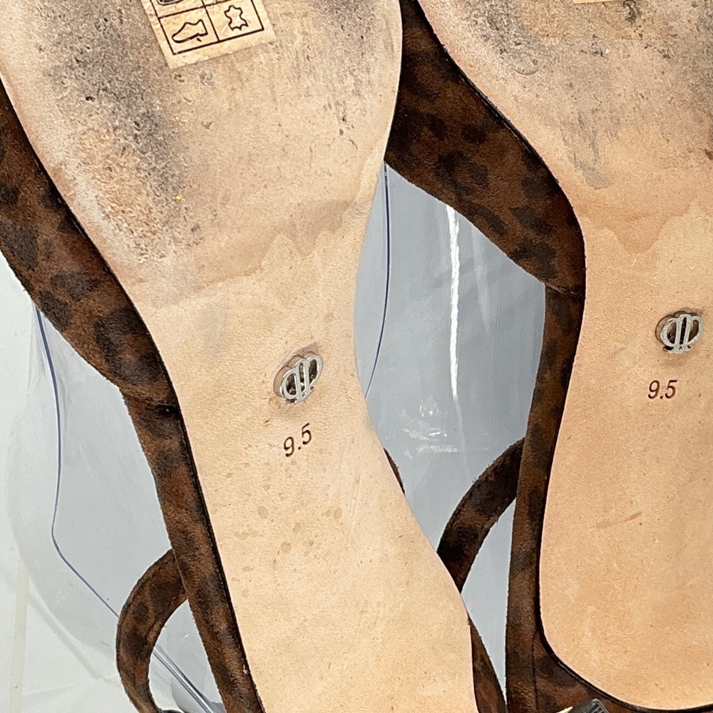 PAIGE Size 9.5 Leopard Print Suede Slingback Kitten Heels Pointed Toe Brown Aven - Picture 7 of 11